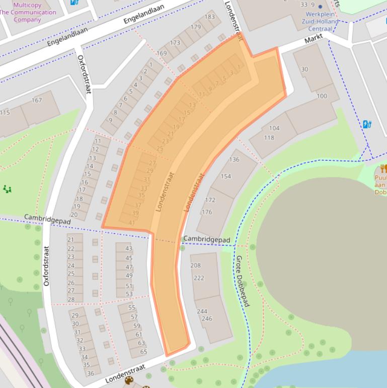 Kaart van postcodegebied 2711DA.