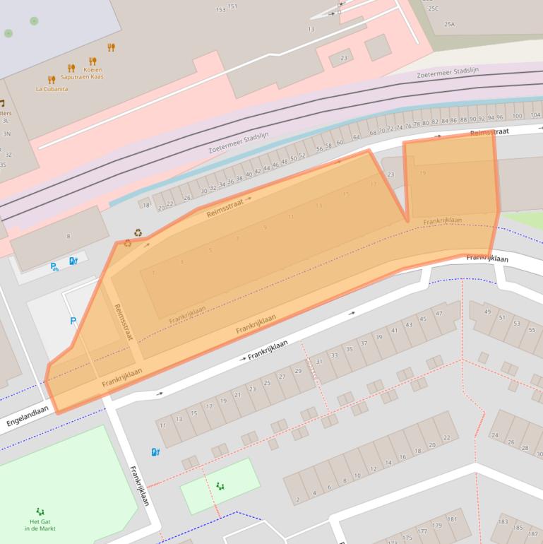 Kaart van postcodegebied 2711EV.
