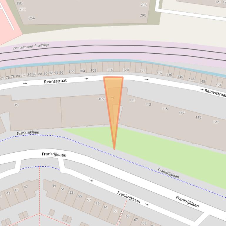 Kaart van postcodegebied 2711EZ.