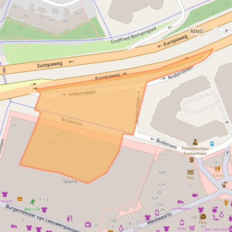 Kaart van postcodegebied 2711KB.