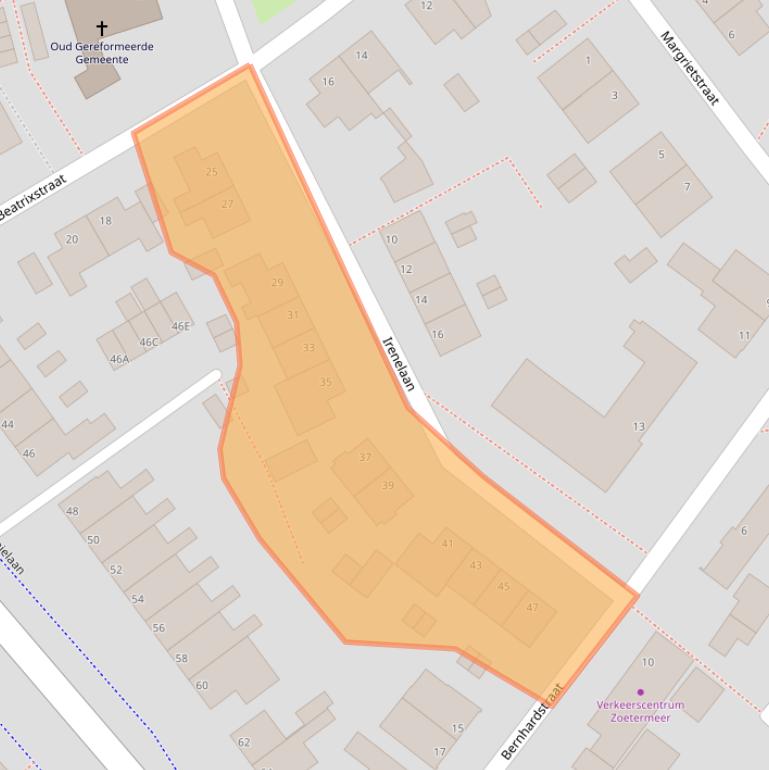 Kaart van postcodegebied 2712CD.