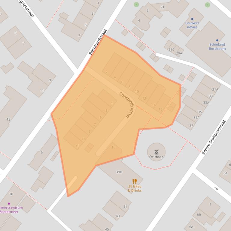 Kaart van postcodegebied 2712CZ.