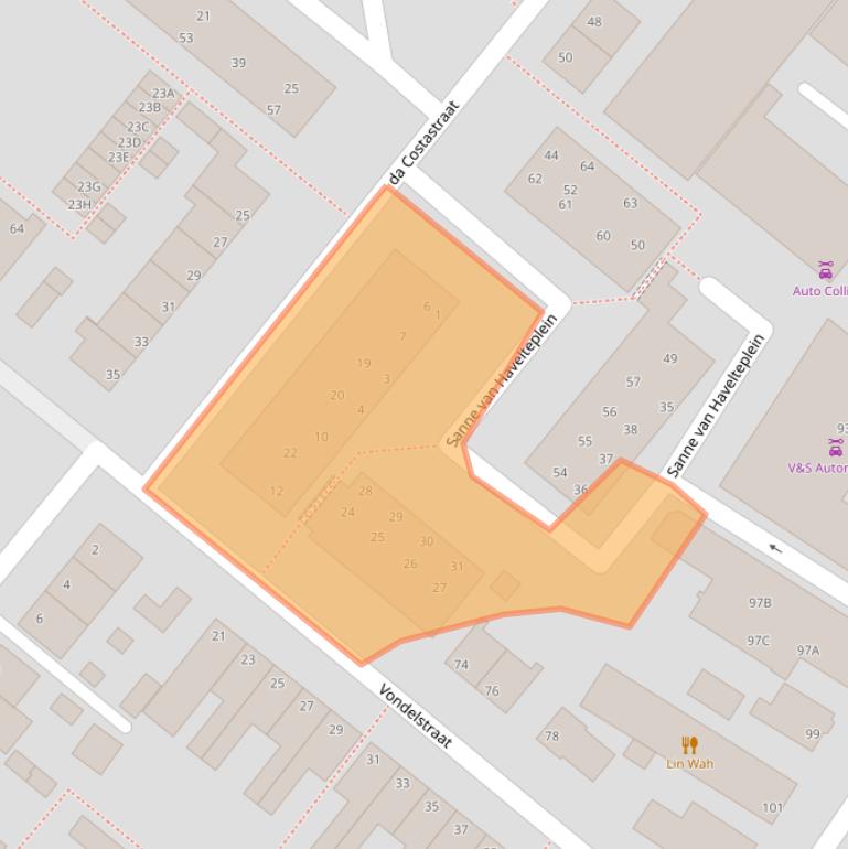 Kaart van postcodegebied 2712EX.