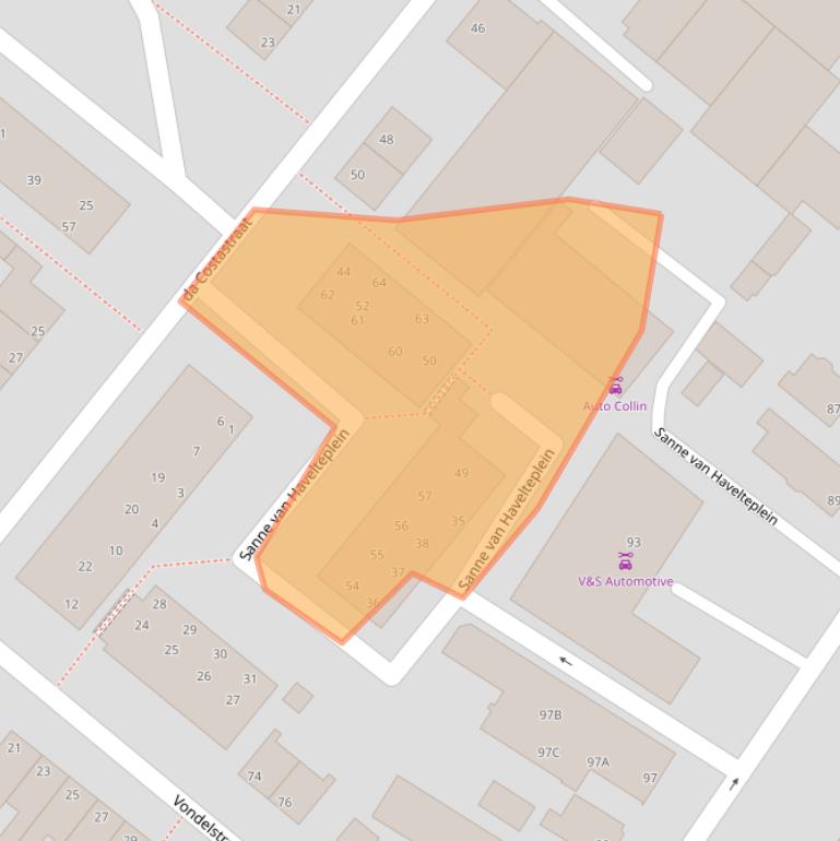 Kaart van postcodegebied 2712EZ.