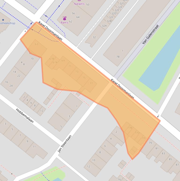 Kaart van postcodegebied 2712JC.