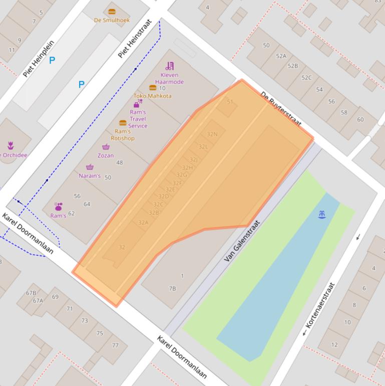 Kaart van postcodegebied 2712JL.