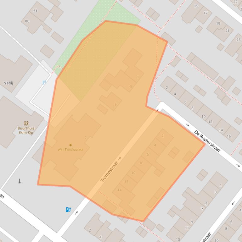 Kaart van postcodegebied 2712JW.