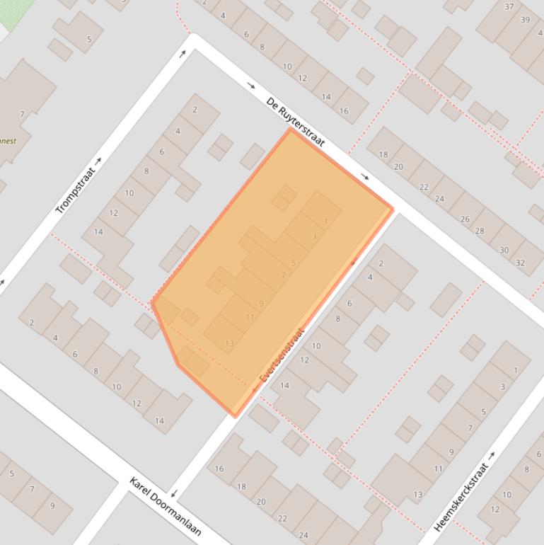 Kaart van postcodegebied 2712JX.