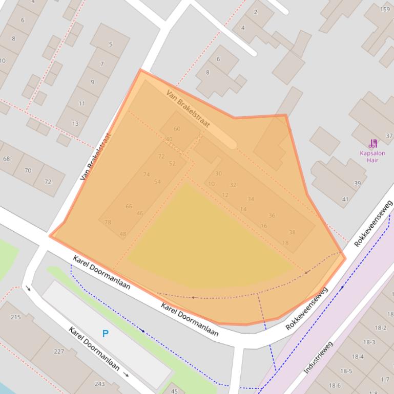 Kaart van postcodegebied 2712KS.