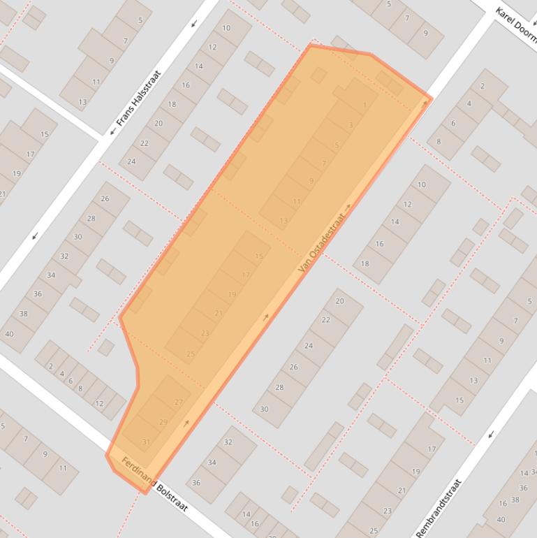 Kaart van postcodegebied 2712SB.