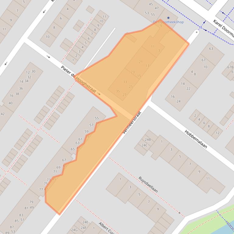 Kaart van postcodegebied 2712SR.