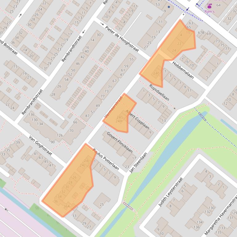 Kaart van postcodegebied 2712SW.