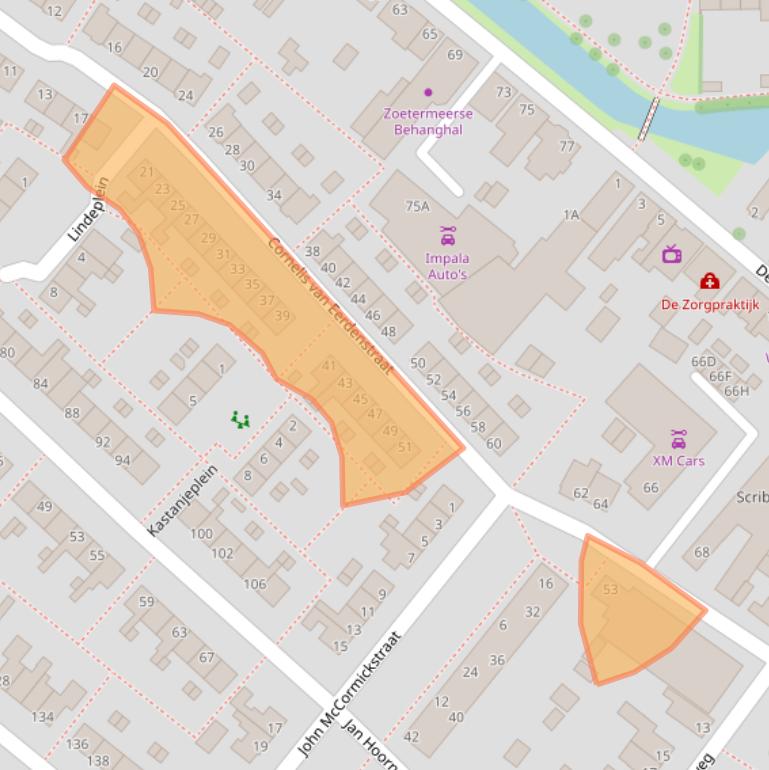 Kaart van postcodegebied 2712VL.