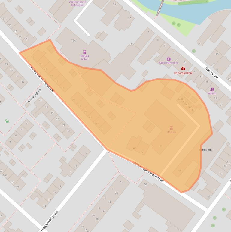 Kaart van postcodegebied 2712VN.
