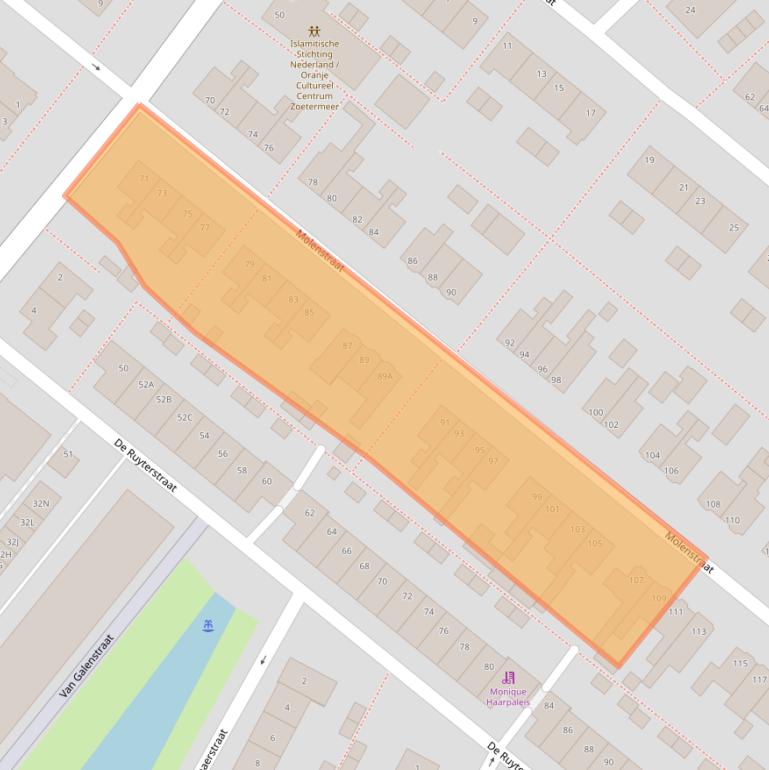 Kaart van postcodegebied 2712XJ.