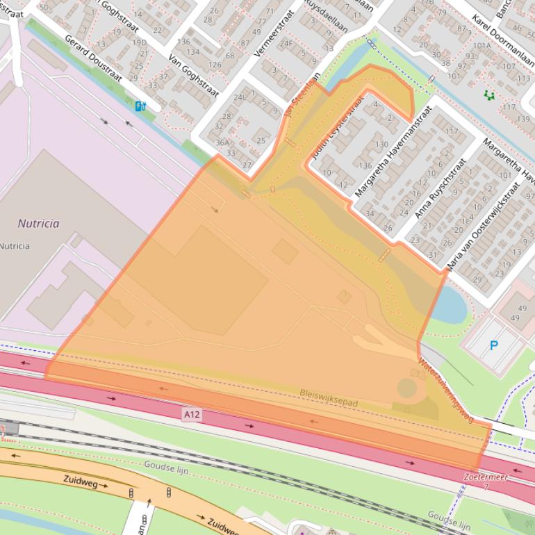 Kaart van postcodegebied 2712ZA.