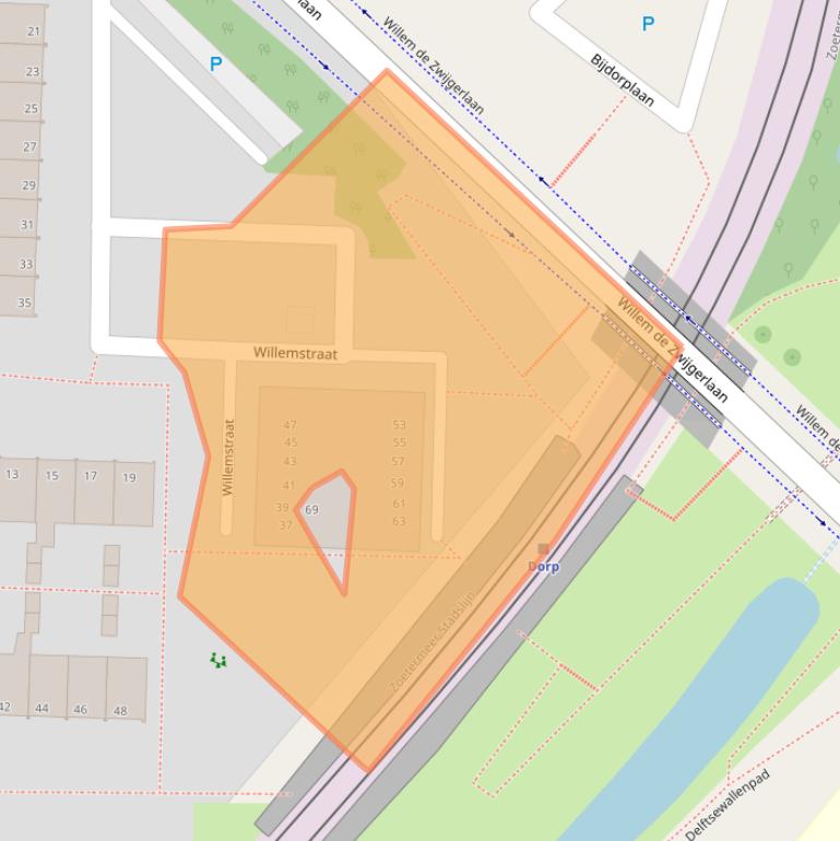 Kaart van postcodegebied 2713AC.