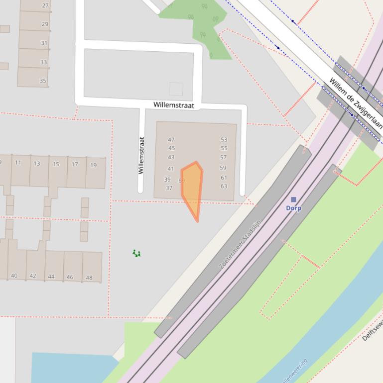 Kaart van postcodegebied 2713AD.