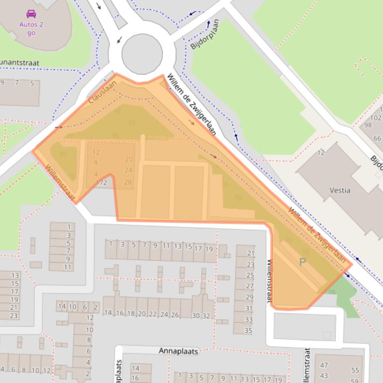 Kaart van postcodegebied 2713AG.