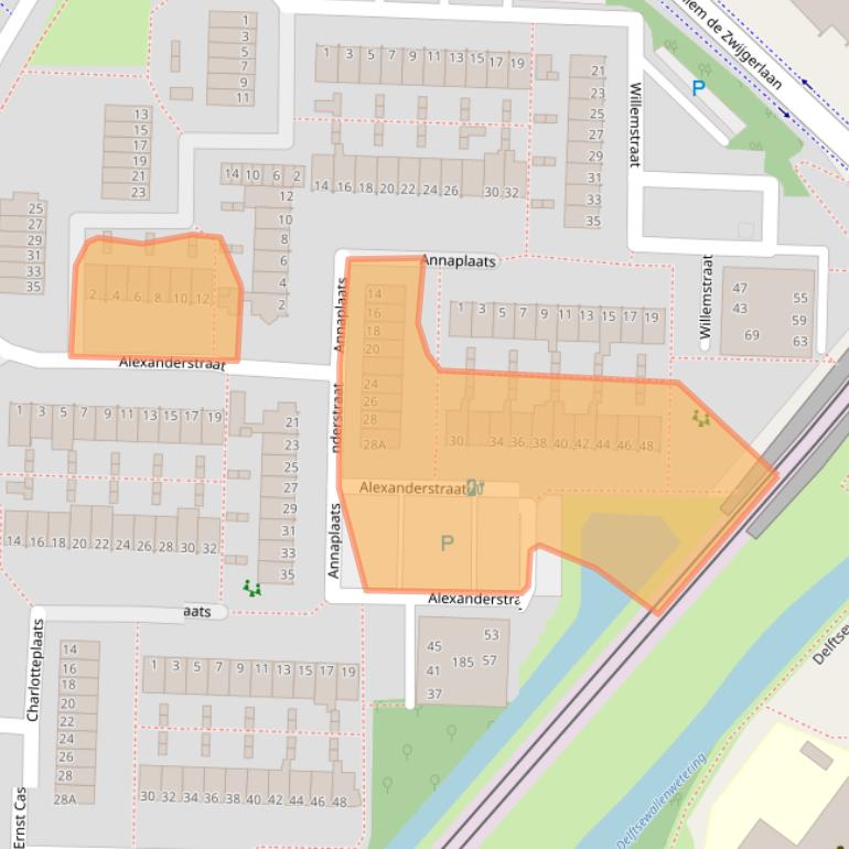 Kaart van postcodegebied 2713AT.