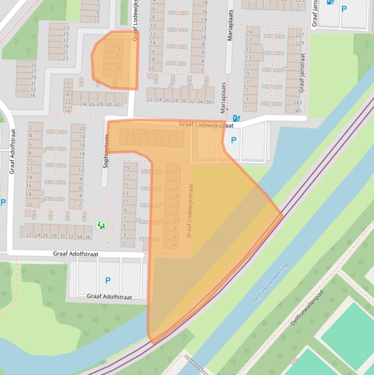 Kaart van postcodegebied 2713ED.