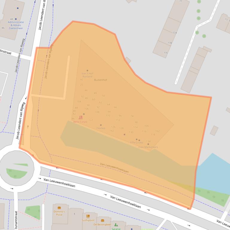 Kaart van postcodegebied 2713JA.