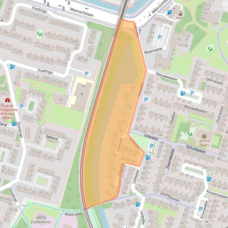 Kaart van postcodegebied 2715BA.
