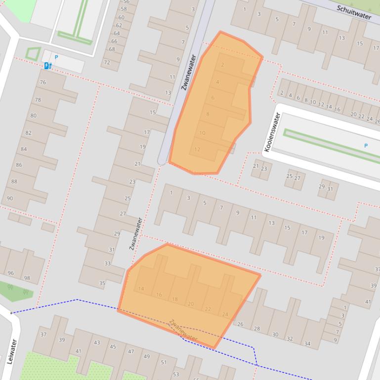 Kaart van postcodegebied 2715BJ.