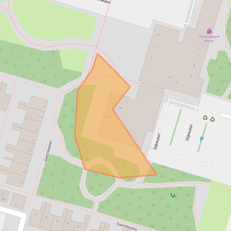 Kaart van postcodegebied 2715EE.