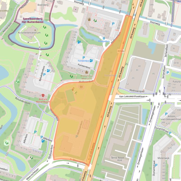 Kaart van postcodegebied 2715XA.