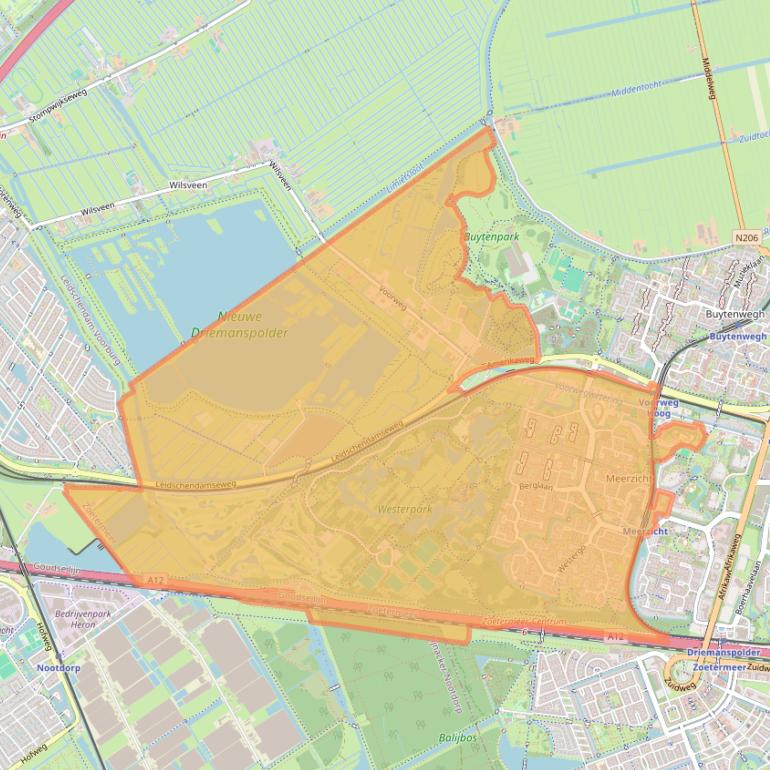 Kaart van postcodegebied 2716.