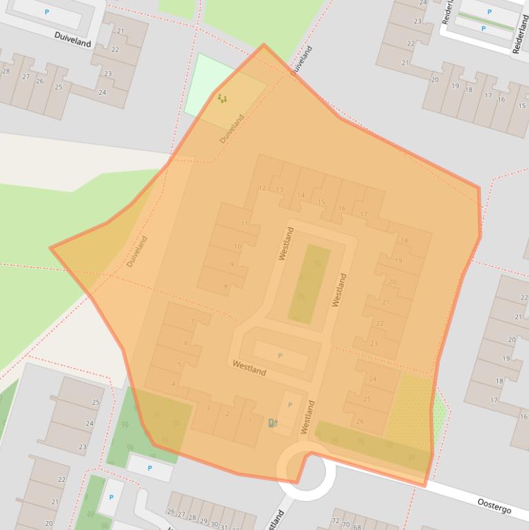 Kaart van postcodegebied 2716AC.