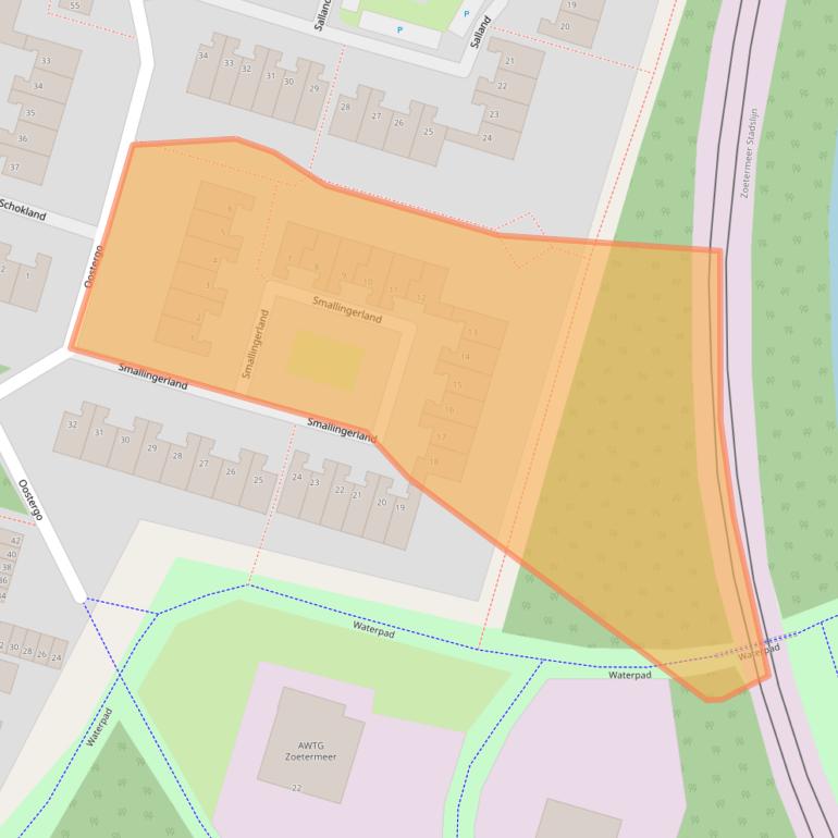 Kaart van postcodegebied 2716AD.