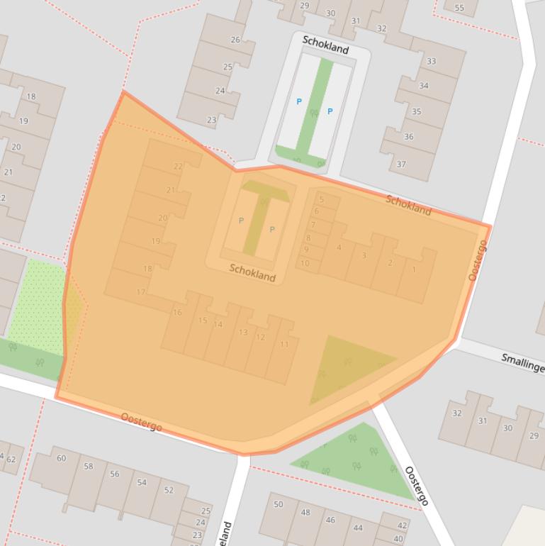 Kaart van postcodegebied 2716AG.