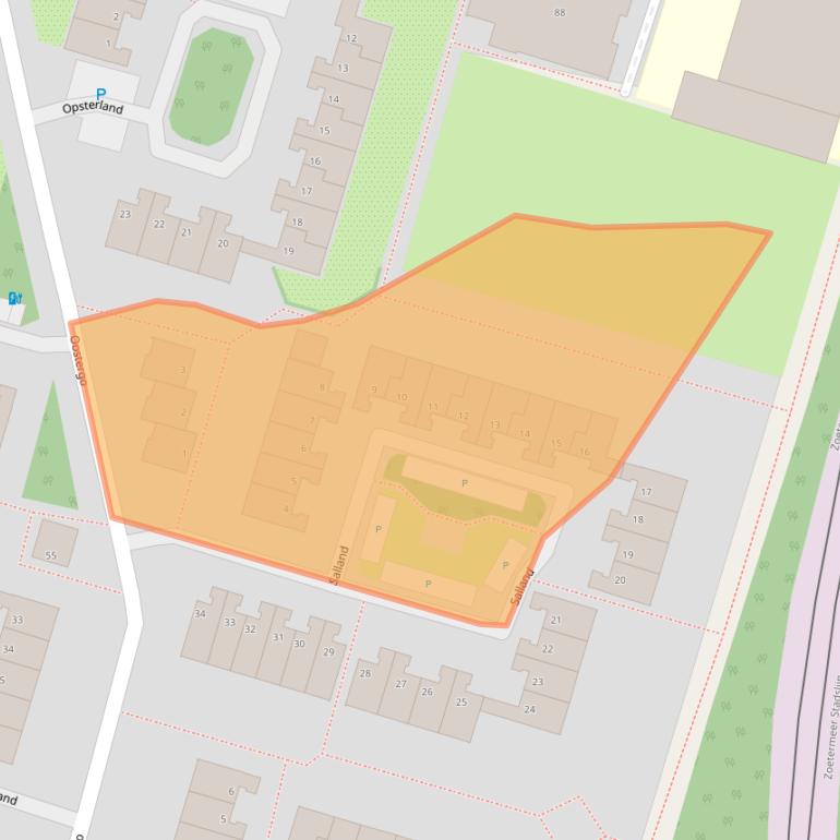 Kaart van postcodegebied 2716AJ.