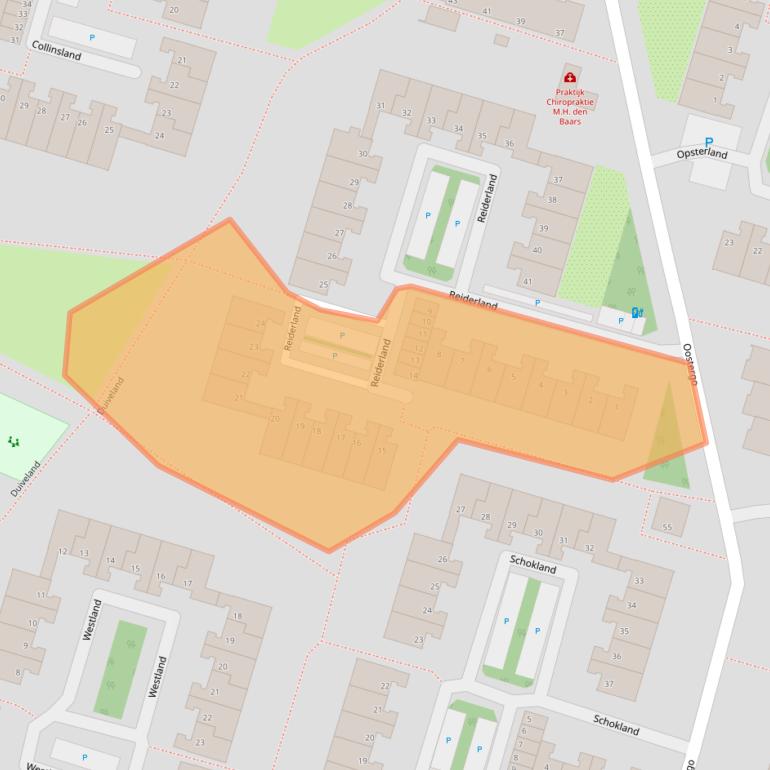 Kaart van postcodegebied 2716AL.