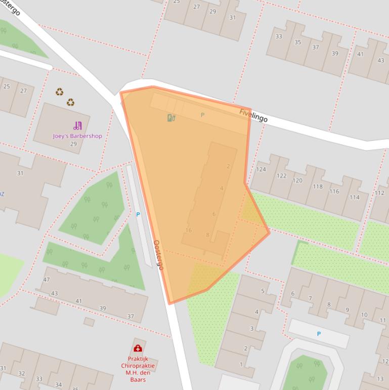 Kaart van postcodegebied 2716AR.