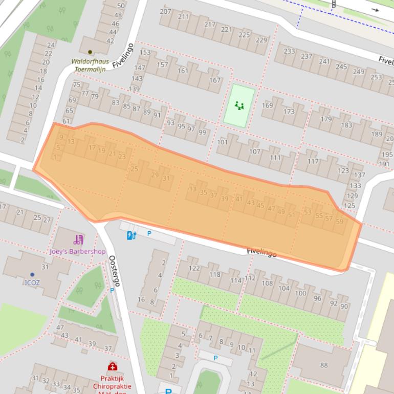 Kaart van postcodegebied 2716BA.