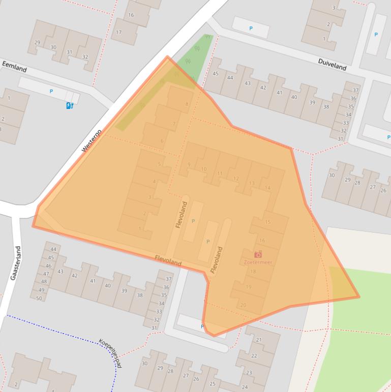 Kaart van postcodegebied 2716BJ.