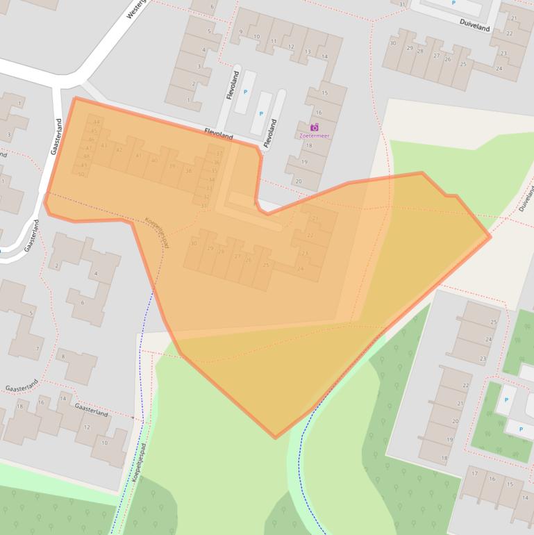 Kaart van postcodegebied 2716BK.