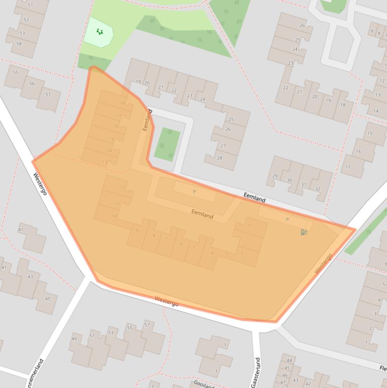 Kaart van postcodegebied 2716BX.