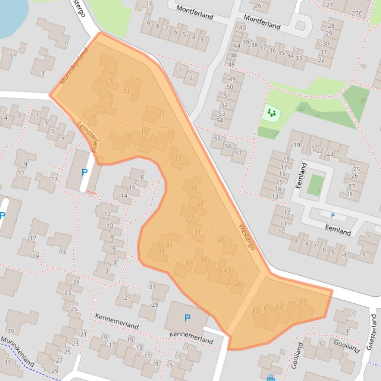 Kaart van postcodegebied 2716CA.