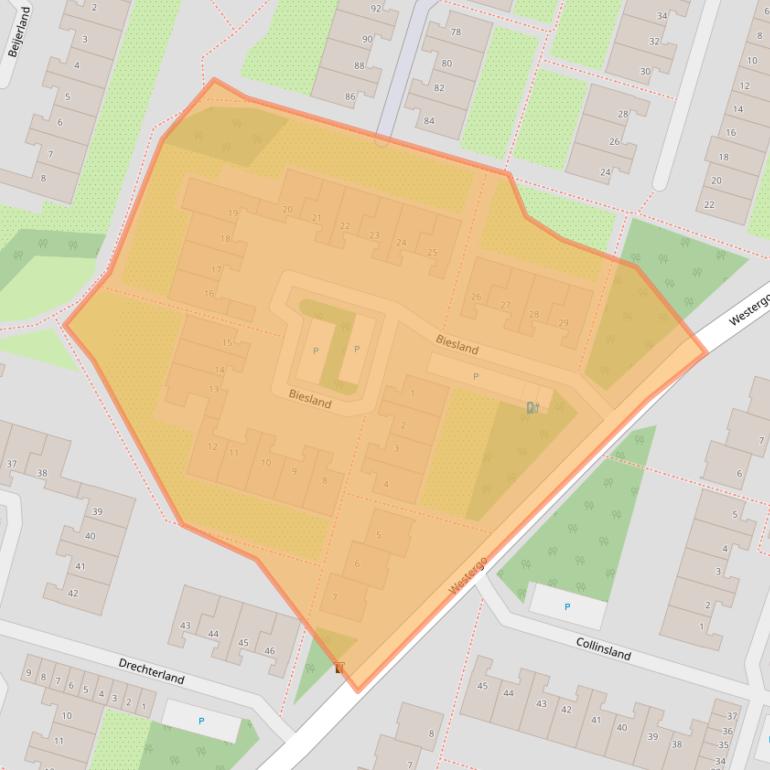 Kaart van postcodegebied 2716CG.