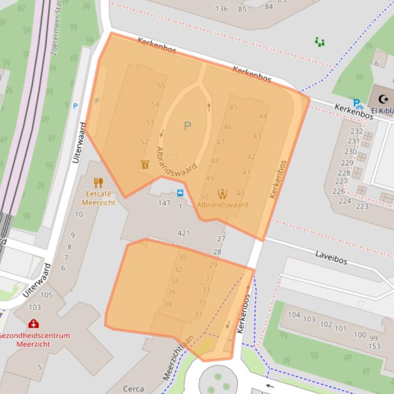 Kaart van postcodegebied 2716DB.