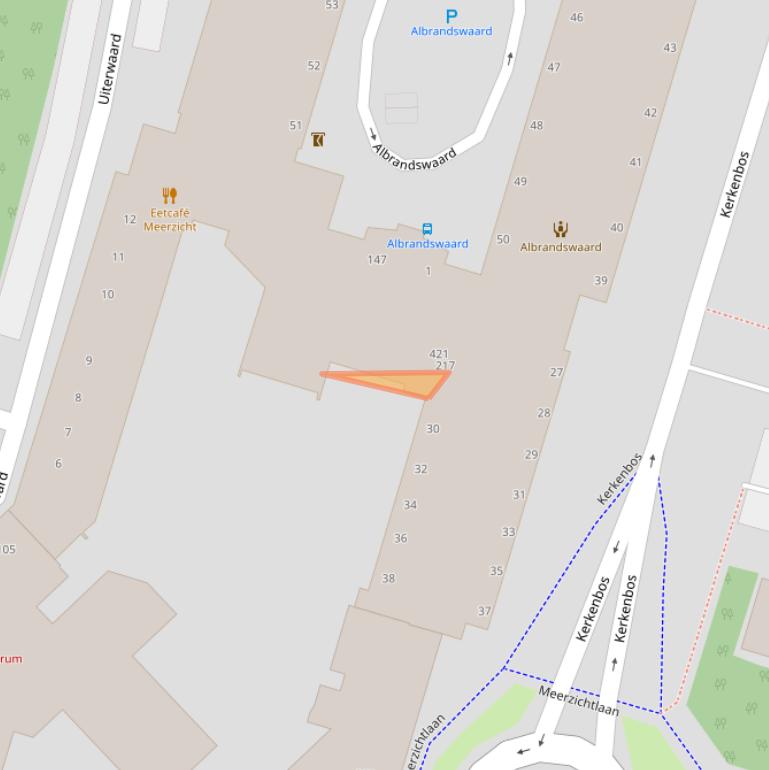 Kaart van postcodegebied 2716DE.