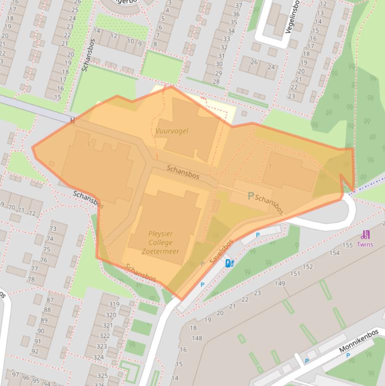 Kaart van postcodegebied 2716GV.