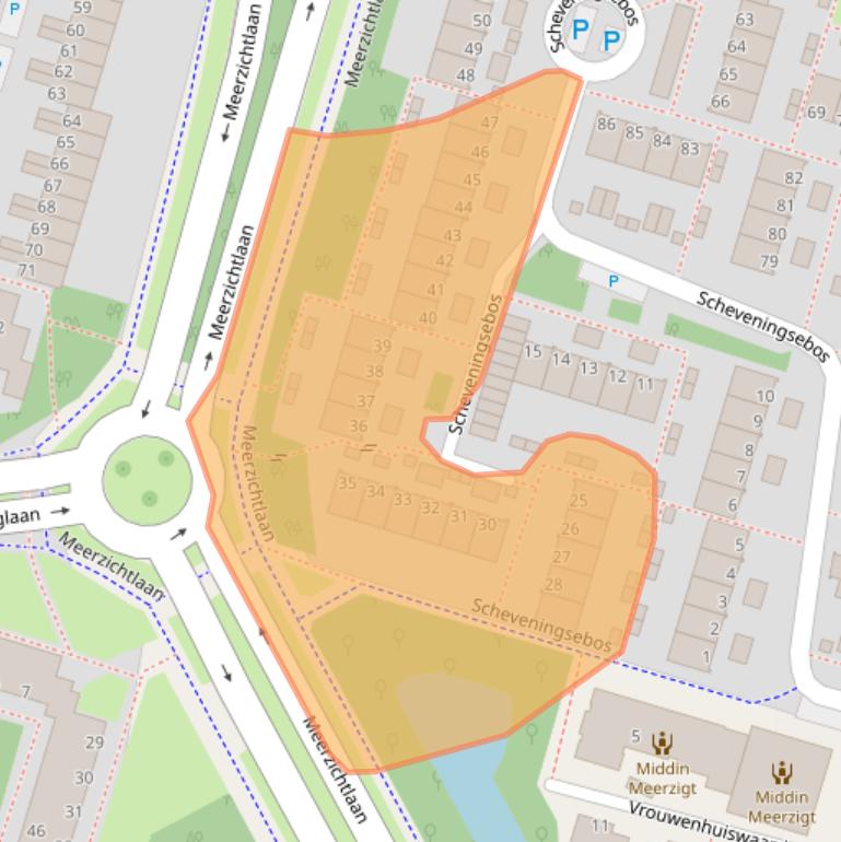 Kaart van postcodegebied 2716HV.