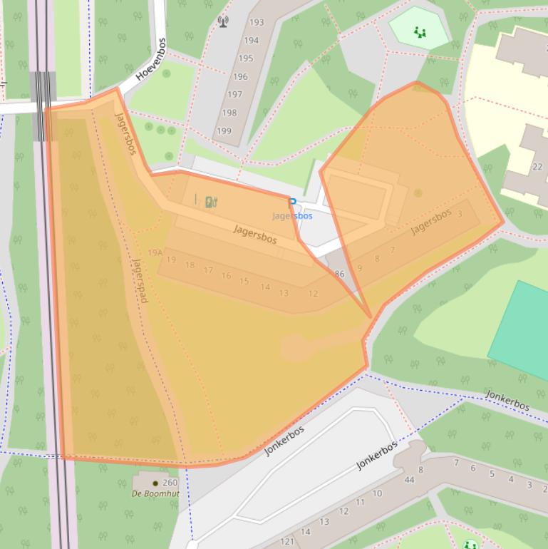 Kaart van postcodegebied 2716JA.