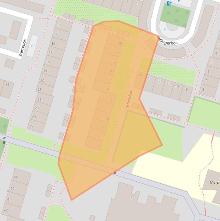 Kaart van postcodegebied 2716JM.