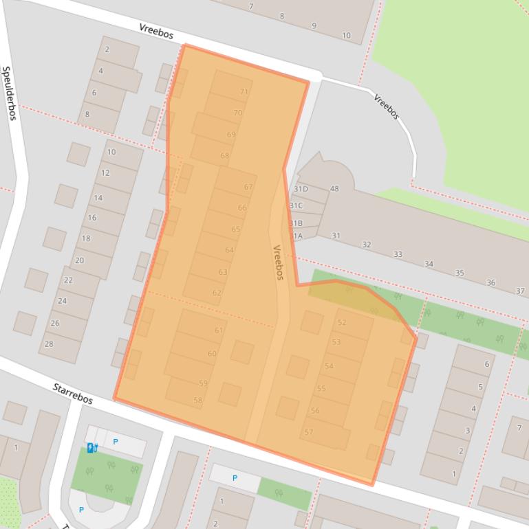 Kaart van postcodegebied 2716JR.